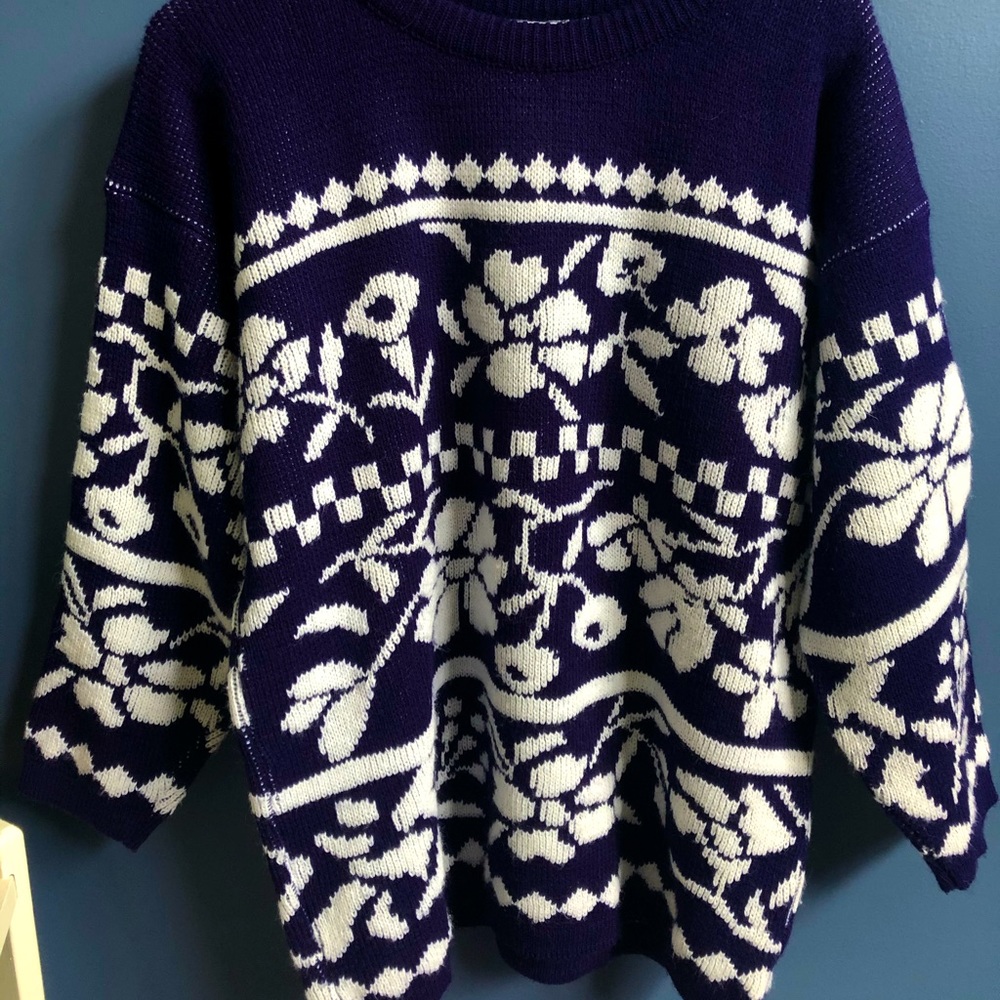 Vintage Oversized Floral Print Sweater
